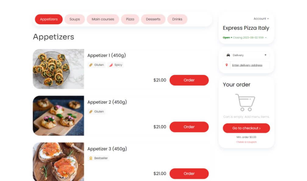 Express Pizza Italy menu en